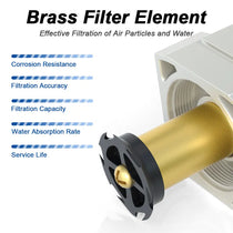 5 micron brass filter element of airzoe AC2110-02 double air compressor filter for separating water and filtering air particles