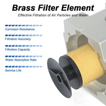 5 micron brass filter element of airzoe AC3010-03 compressed air filter regulator lubricator combo for filtering air particles and water