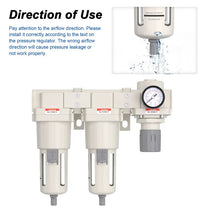 Airflow direction and semi-auto drain warning for airzoe AC5110-10 double air compressor filter and pressure regulator combo
