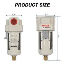 Size dimensions of airzoe AF3000-03 3/8 inch NPT air dryer for compressor