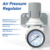 airzoe AR2000-02 compressed air regulator with corrosion resistance, long service life, high efficiency and 0-150 PSI gauge
