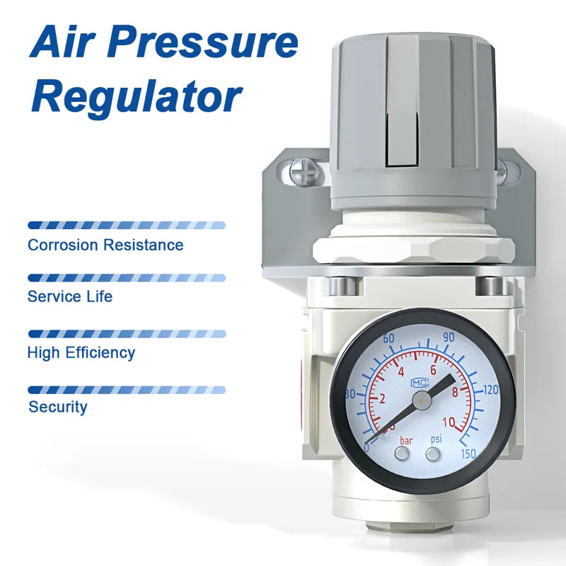 airzoe AR3000-03 compressed air regulator with corrosion resistance, long service life, high efficiency and 0-150 PSI gauge