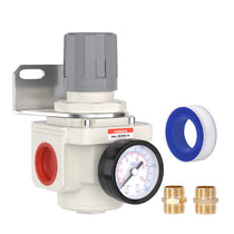 airzoe AR5000-10 1 inch NPT air pressure regulator kit with 0-150 PSI gauge, bracket, fittings and thread seal tape for compressed air system