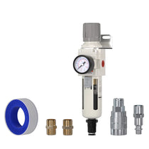 airzoe AW3000-03 3/8 inch NPT air filter regulator combo piggyback kit with 0-150 PSI gauge, 5 micron brass element, auto drain and fittings